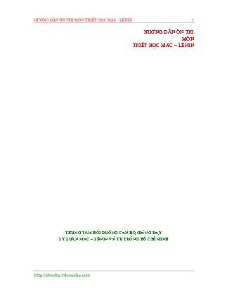 Tài liệu Hướng dẫn ôn thi môn Triết học Mác - Lênin - Trương Văn Phước