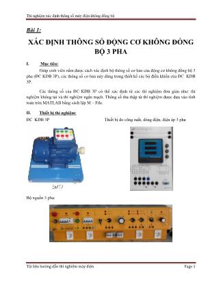 Tài liệu hướng dẫn Thí nghiệm máy điện - Bài 1: Xác định thông số động cơ không đồng bộ 3 pha