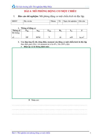 Tài liệu hướng dẫn Thí nghiệm máy điện - Bài 4: Mô phỏng động cơ một chiều (Tiếp theo)