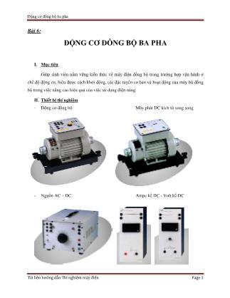 Tài liệu hướng dẫn Thí nghiệm máy điện - Bài 6: Động cơ đồng bộ ba pha