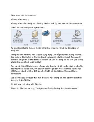 Tài liệu Hướng dẫn thực hành Mạng máy tính nâng cao - Bài: VPN (Tiếp theo)