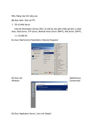 Tài liệu Hướng dẫn thực hành Mạng máy tính nâng cao - Bài: Web và FTP