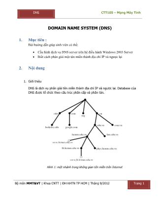 Tài liệu Hướng dẫn thực hành môn Mạng máy tính - Bài 5: Domain Name System (DNS)