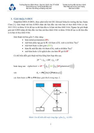 Tài liệu hướng dẫn thực hành môn Mật mã và An ninh mạng - Bài thực hành: Mã hóa S-DES