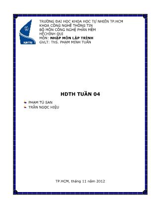 Tài liệu hướng dẫn thực hành môn Nhập môn lập trình - Tuần 4