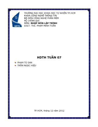 Tài liệu hướng dẫn thực hành môn Nhập môn lập trình - Tuần 7