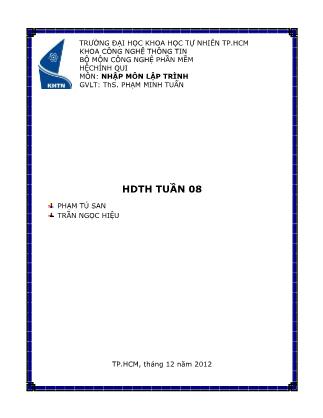 Tài liệu hướng dẫn thực hành môn Nhập môn lập trình - Tuần 8