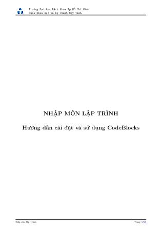 Tài liệu Nhập môn lập trình - Hướng dẫn cài đặt và sử dụng CodeBlocks