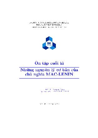 Tài liệu ôn tập cuối kỳ môn Những nguyên lý cơ bản của chủ nghĩa Mác - Lênin - Vũ Quốc Phong