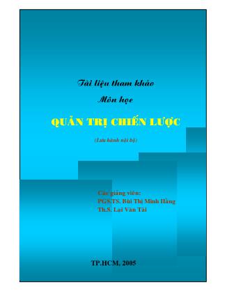 Tài liệu tham khảo môn học Quản trị chiến lược - Bùi Thị Minh Hằng