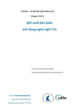Tài liệu thực hành Cơ sở dữ liệu nâng cao - Bài: Kết xuất báo biểu (Sử dụng ngôn ngữ C#)
