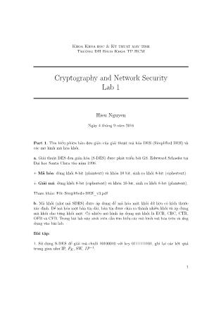 Tài liệu thực hành môn Mật mã và An ninh mạng - Lab 1 - Nguyễn Hữu Hiếu