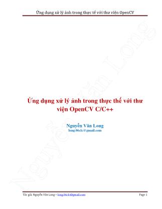 Tài liệu Ứng dụng xử lý ảnh trong thực tế với thư viện OpenCV