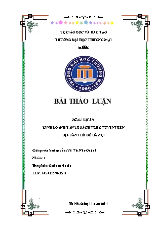 Thảo luận đề tài Dự án kinh doanh bán lẻ sách trực tuyến trên địa bàn thủ đô Hà Nội