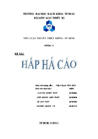 Tiểu luận Truyền nhiệt không ổn định - Đề tài: Hấp há cảo - Cao Thị Huyền Trân