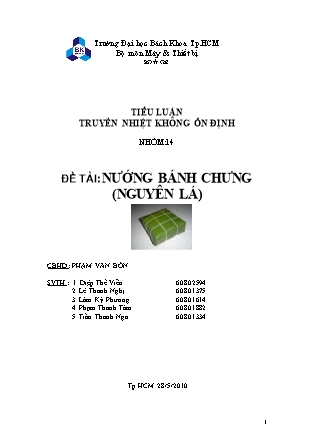Tiểu luận Truyền nhiệt không ổn định - Đề tài: Nướng bánh chưng (nguyên lá) - Diệp Thế Viễn