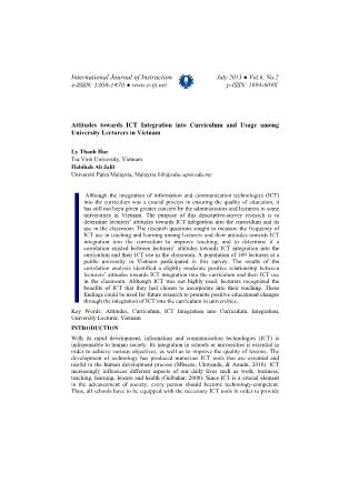 Attitudes towards ICT integration into curriculum and usage among university lecturers in Vietnam
