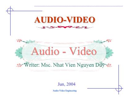 Bài giảng Audio Video Engineering
