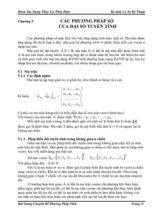 Bài giảng Chuyên đề Phương pháp tính - Chương 5: Các phương pháp số của đại số tuyến tính