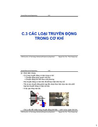 Bài giảng Cơ khí tổng hợp - Chương 3: Các loại truyền động trong cơ khí