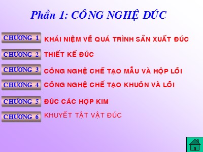 Bài giảng Công nghệ kim loại - Phần I: Công nghệ đúc - Chương 1: Khái niệm về quá trình sản xuất đúc