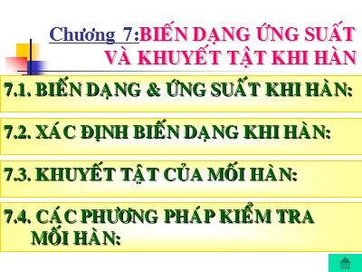 Bài giảng Công nghệ kim loại - Phần III: Công nghệ hàn - Chương 7: Biến dạng ứng suất và khuyết tật khi hàn