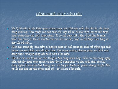 Bài giảng Công nghệ xử lý vật liệu