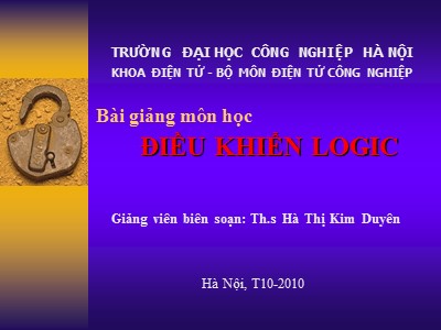 Bài giảng Điều khiển logic - Hà Thị Kim Duyên