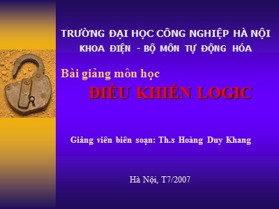 Bài giảng Điều khiển logic - Hoàng Duy Khang