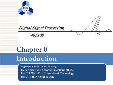 Bài giảng Digital signal processing - Chapter 0: Introduction - Nguyễn Thanh Tuấn