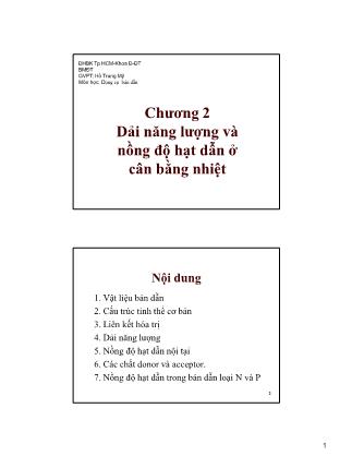 Bài giảng Dụng cụ bán dẫn - Chương 2: Dải năng lượng và nồng độ hạt dẫn ở cân bằng nhiệt - Hồ Trung Mỹ