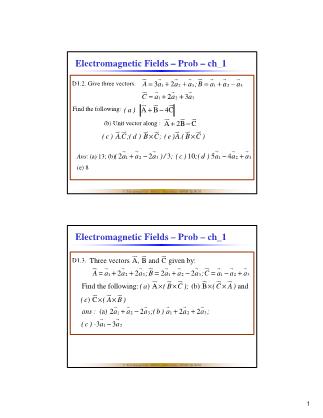 Bài giảng Electromagnetic Fields – Prob - Chapter 1 - Trần Quang Việt