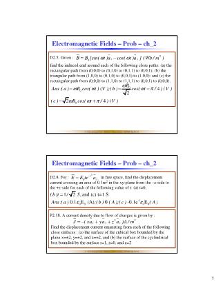 Bài giảng Electromagnetic Fields – Prob - Chapter 2 - Trần Quang Việt