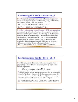 Bài giảng Electromagnetic Fields – Prob - Chapter 4 - Trần Quang Việt