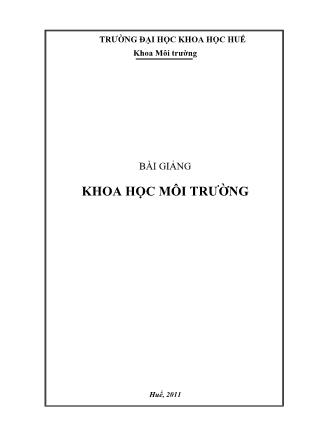 Bài giảng Khoa học môi trường