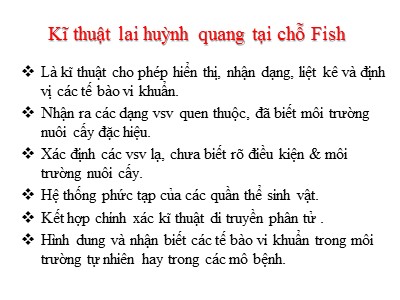 Bài giảng Kĩ thuật lai huỳnh quang tại chỗ Fish