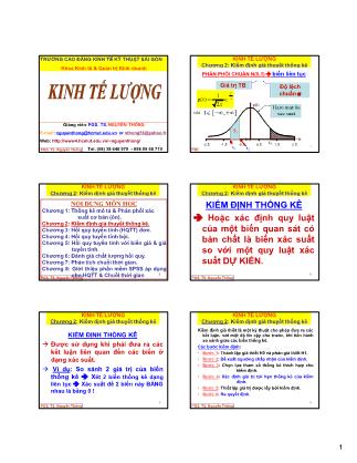 Bài giảng Kinh tế lượng - Chương 2: Kiểm định giả thuyết thống kê - Nguyễn Thống