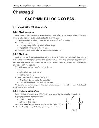 Bài giảng Kỹ thuật số ứng dụng - Chương 2: Các phần tử logic cơ bản - Cổng logic (Phần 1)