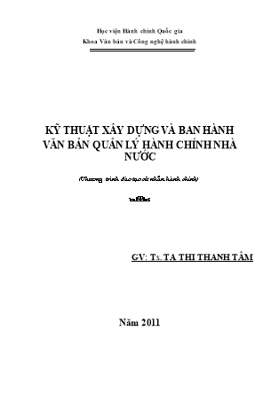 Bài giảng Kỹ thuật xây dựng và ban hành văn bản quản lý hành chính nhà nước