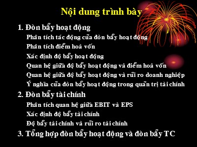 Bài giảng Lý thuyết cơ cấu vốn đòn bẩy hoạt động và tài chính