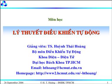 Bài giảng Lý thuyết điều khiển tự động - Chương 3: Khảo sát tính ổn định của hệ thống - Huỳnh Thái Hoàng