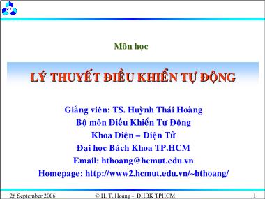 Bài giảng Lý thuyết điều khiển tự động - Chương 6: Mô tả toán học hệ thống điều khiển rời rạc - Huỳnh Thái Hoàng