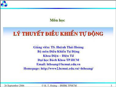 Bài giảng Lý thuyết điều khiển tự động - Chương 8: Hệ thống điều khiển phi tuyến - Huỳnh Thái Hoàng