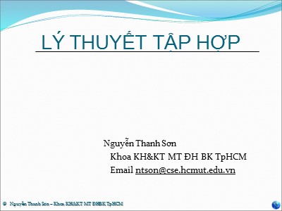 Bài giảng Lý thuyết tập hợp - Nguyễn Thanh Sơn