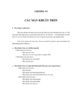 Bài giảng Máy và thiết bị sản xuất vật liệu xây dựng - Chương 6: Các máy khuấy trộn