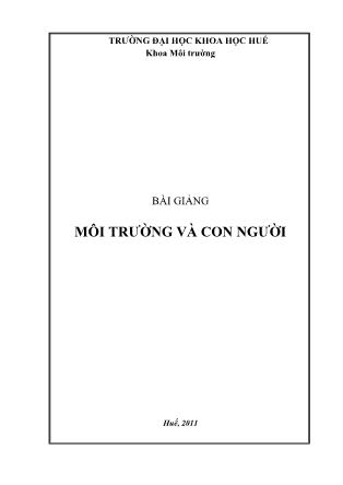 Bài giảng Môi trường và con người