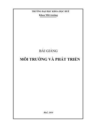 Bài giảng Môi trường và phát triển
