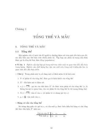 Bài giảng môn Xác suất thống kê - Chương 3: Tổng thể và mẫu