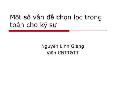 Bài giảng Một số vấn đề chọn lọc trong toán cho kỹ sư - Phần II: Xác suất và thống kê - Nguyễn Linh Giang