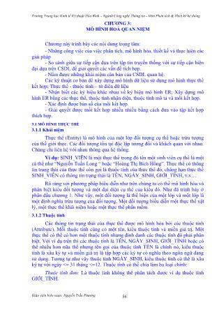 Bài giảng Phân tích & Thiết kế hệ thống - Chương 3: Mô hình hoá quan niệm - Nguyễn Trần Phương